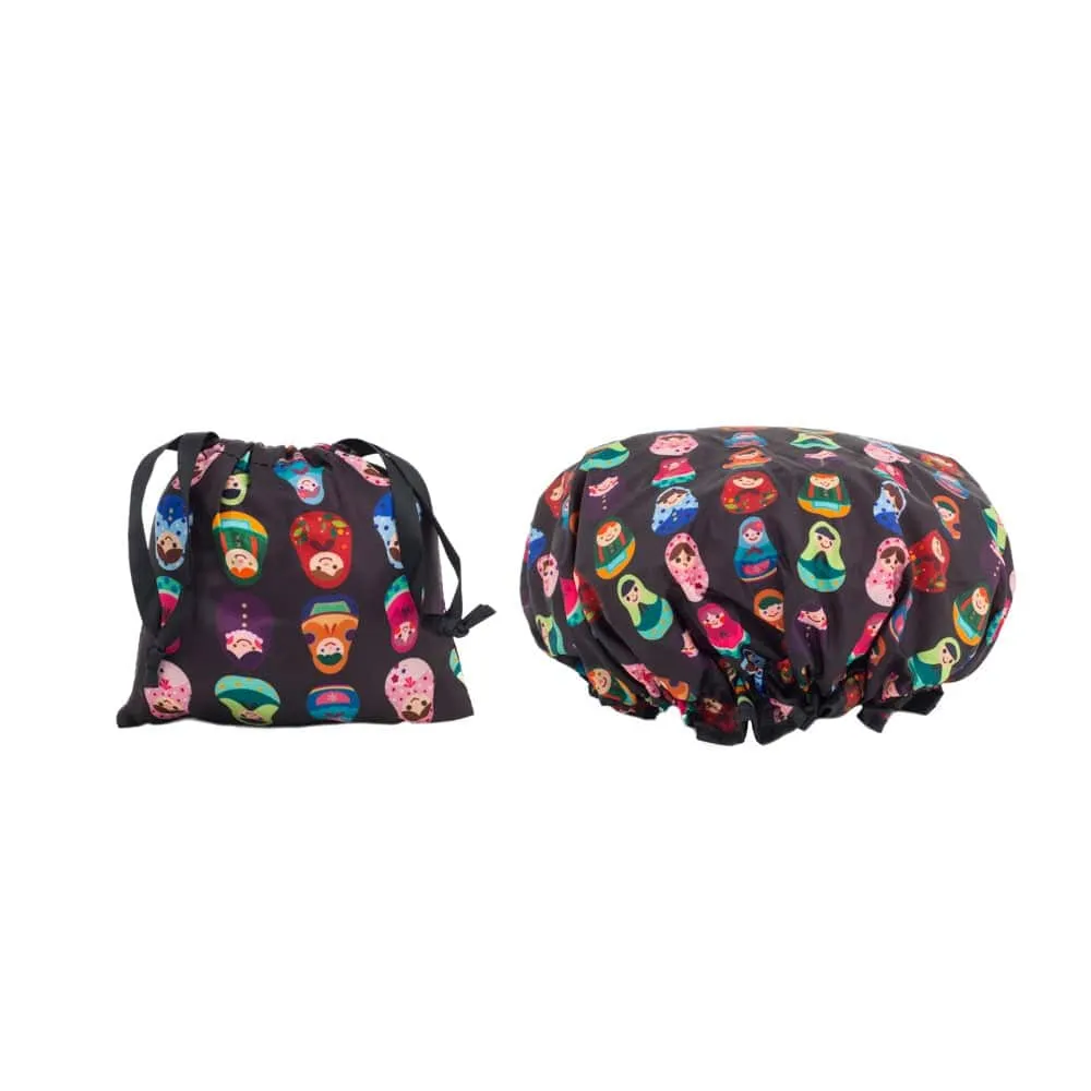 Shower Cap  & Cosmetic Bags Gift Set - Babushka Print