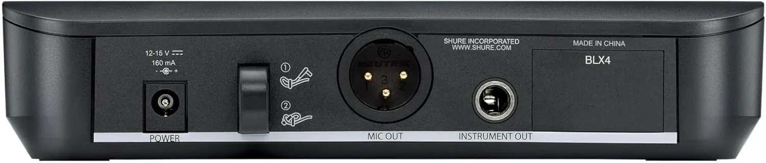 Shure BLX14 UHF Wireless System for Guitar and Bass with 1/4 Jack - 14-Hour Battery Life, 300 ft Range, UHF | Includes 1/4" Jack Instrument Cable & Single Channel Receiver | H11 Band (BLX14-H11)