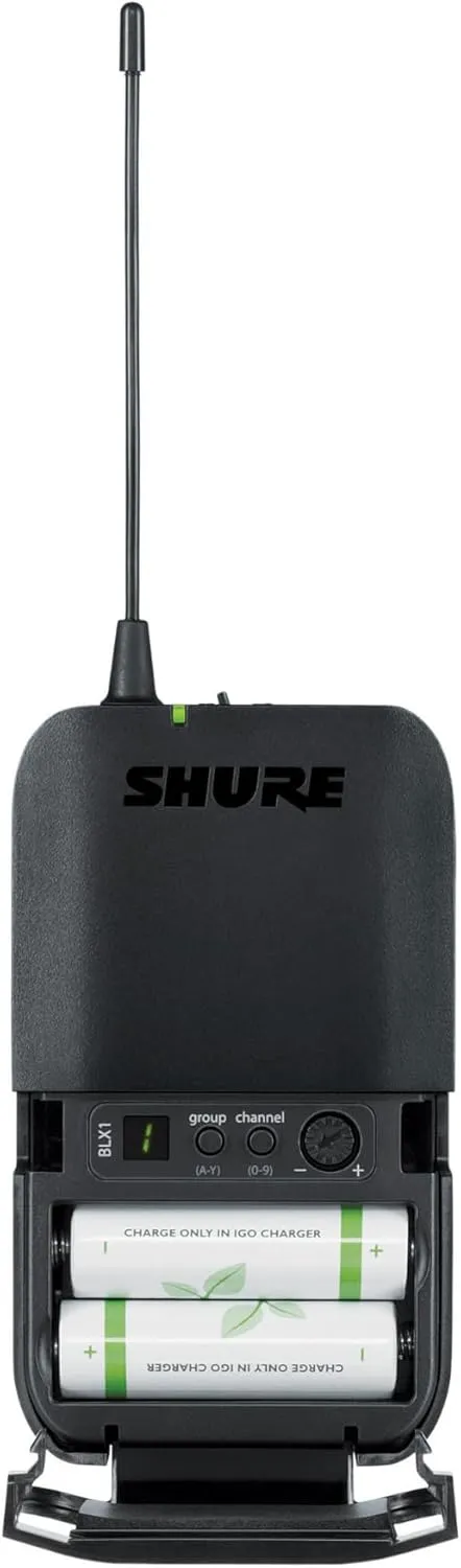 Shure BLX14 UHF Wireless System for Guitar and Bass with 1/4 Jack - 14-Hour Battery Life, 300 ft Range, UHF | Includes 1/4" Jack Instrument Cable & Single Channel Receiver | H11 Band (BLX14-H11)