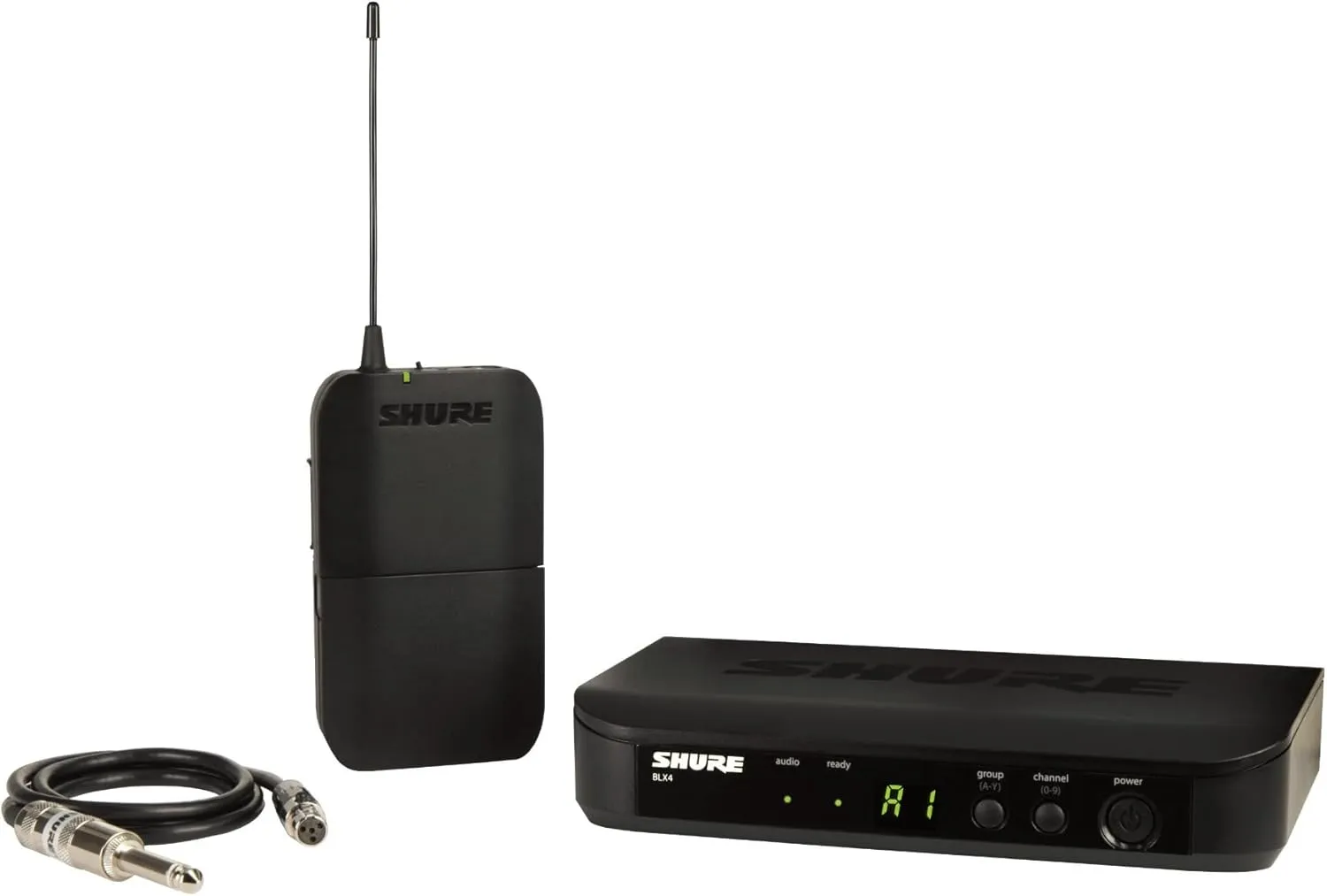 Shure BLX14 UHF Wireless System for Guitar and Bass with 1/4 Jack - 14-Hour Battery Life, 300 ft Range, UHF | Includes 1/4" Jack Instrument Cable & Single Channel Receiver | H11 Band (BLX14-H11)