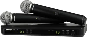 Shure BLX288/SM58 Wireless Microphone System - 14-Hour Battery Life, 300 ft Range, UHF | Includes (2) SM58 Handheld Vocal Mics, Dual Channel Receiver | J11 Band (BLX288/SM58-J11)