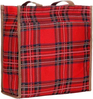 Signare Tapestry Shoulder Bag Shopping Bag for Women with Red Royal Stewart Tartan Design (SHOP-RSTT)