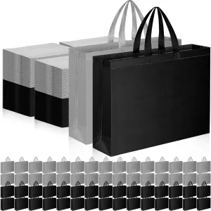 Silkfly 200 Pieces Non Woven Tote Bag Bulk Large Reusable Shopping Bag Gift Grocery Bags with Handles Fabric Blank Tote Bag