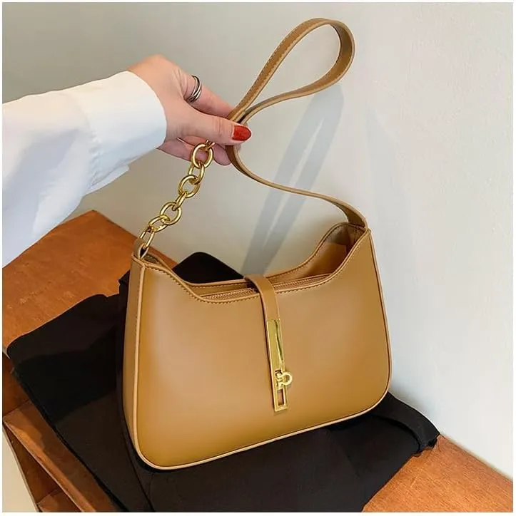 Simple and high-end metal buckle single shoulder underarm crossbody bag for women