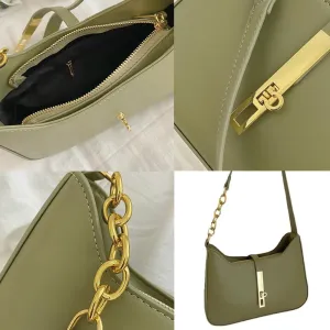 Simple and high-end metal buckle single shoulder underarm crossbody bag for women