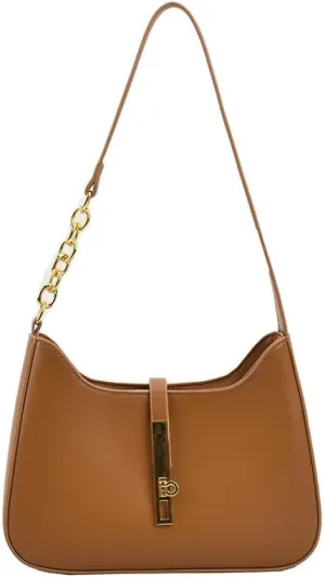 Simple and high-end metal buckle single shoulder underarm crossbody bag for women