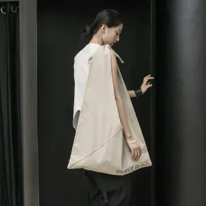 SIMPLE BLACK Original Designer Portable Raw-edged Strap Canvas Bag Shoulder Bag Bag