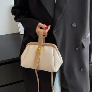 Simple Contrast Color Clip Stylish Textured Crossbody Bags