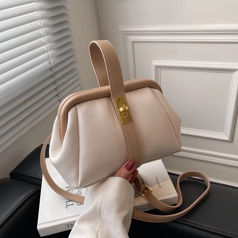 Simple Contrast Color Clip Stylish Textured Crossbody Bags