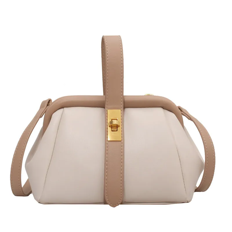 Simple Contrast Color Clip Stylish Textured Crossbody Bags