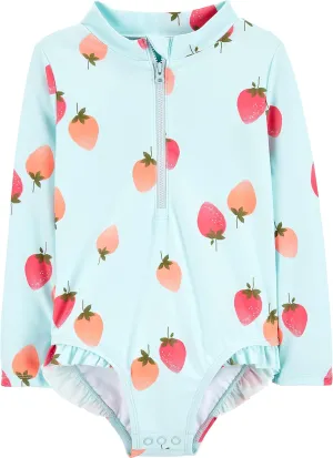 Simple Joys by Carter's Girls' Long Sleeve Zipper One Piece Swimsuit