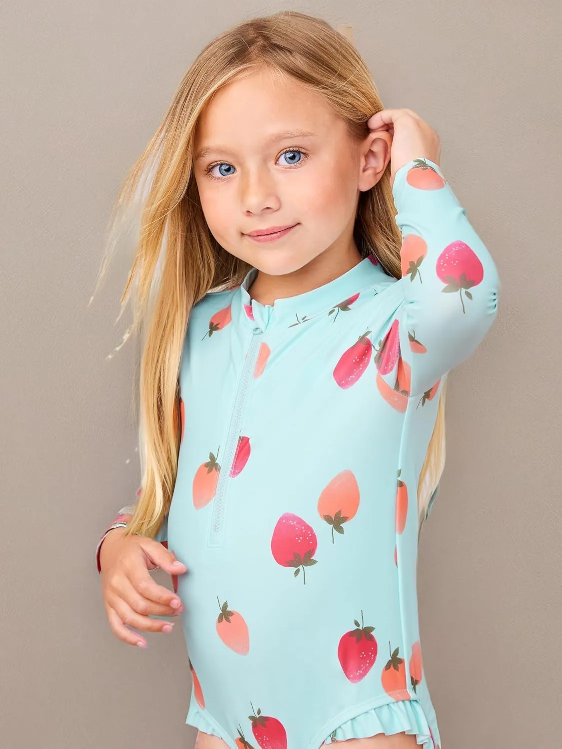 Simple Joys by Carter's Girls' Long Sleeve Zipper One Piece Swimsuit
