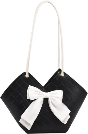 Simple Style Women Shoulder Bag with Bows Fashionable Unique Single Shoulder Underarm Bag Handbag for Girl Women