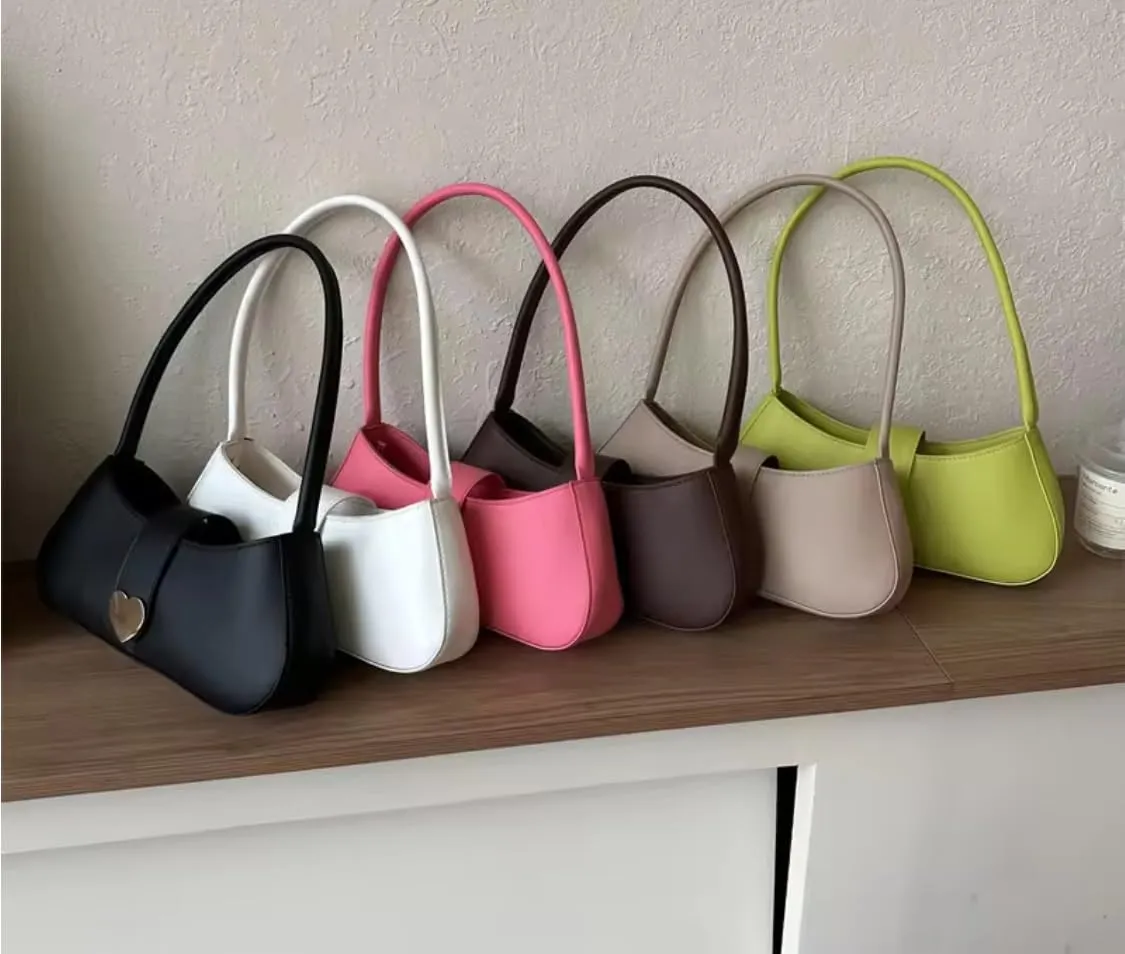 Simple Underarm Handbag Casual Shoulder Bag for Women Small PU Designer Handbag with Single Strap and Zip Closure