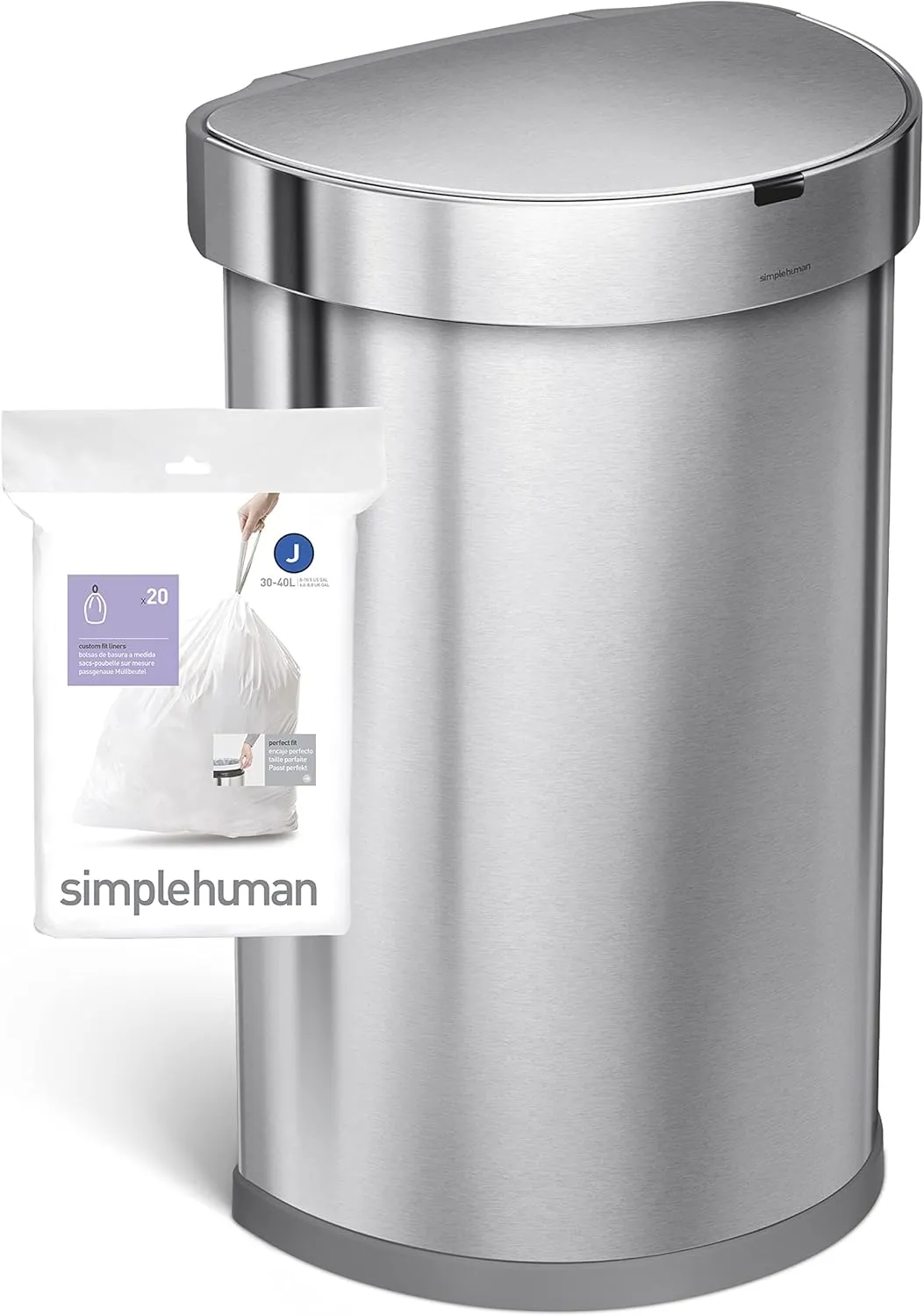 simplehuman Code J 100 Count, Genuine Custom Fit Liners, Drawstring Trash Bags in Dispenser Packs, 30-45 Liter / 8-12 Gallon, White