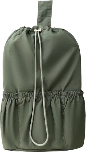 Single shoulder bag, high-end casual bag, simple drawstring crossbody bag, ins fashionable large capacity backpack (Green)