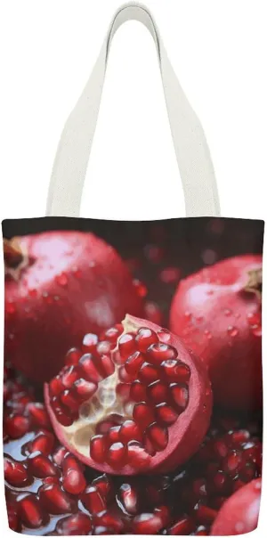 Single-sided Printed Canvas Handbag,Pomegranate Fruit Print Simple Handbag,single Shoulder Tote Bag,canvas Bag