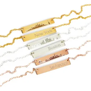 Skyline necklace, city necklace, New York necklace, Boston necklace, horizontal bar necklace hipster necklace Chicago necklace San Francisco, Paris, London