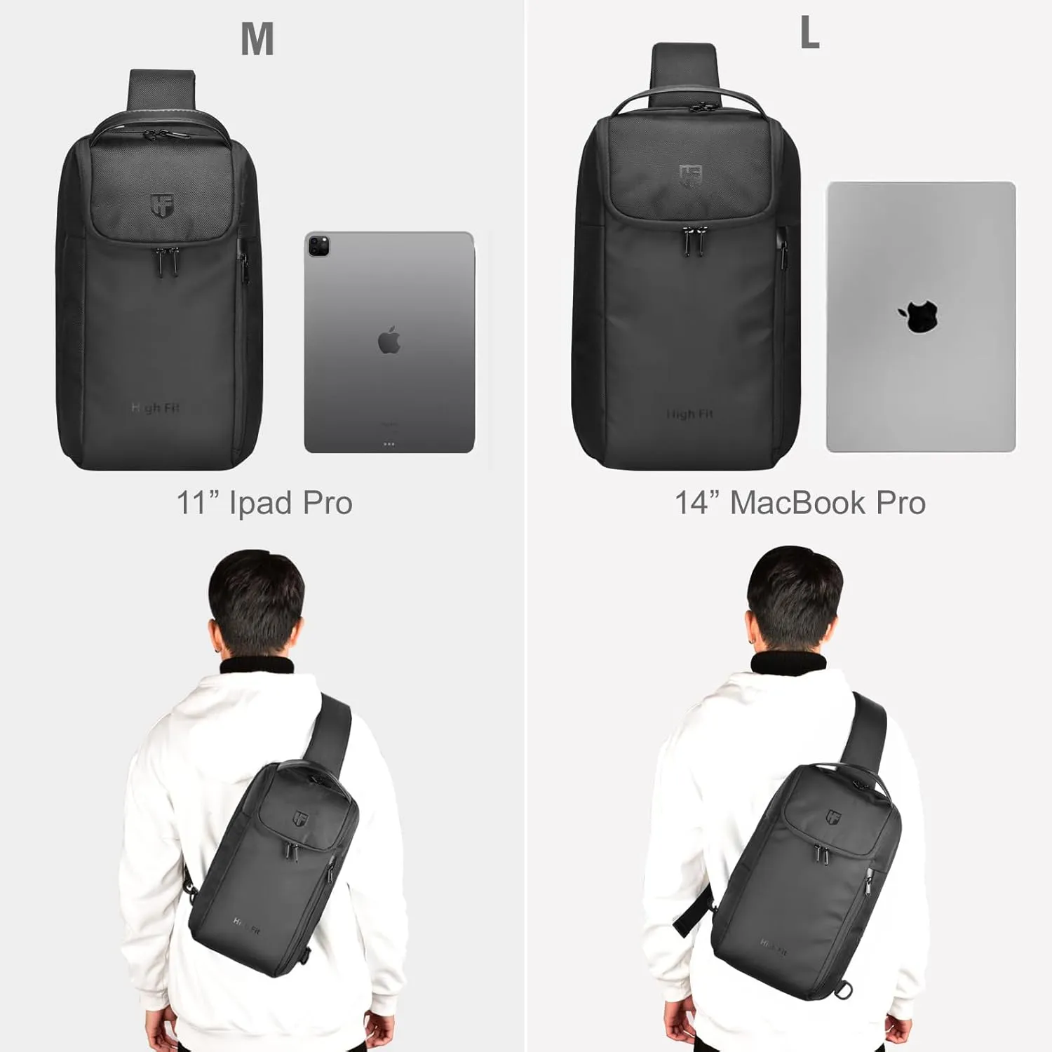 Sling Bag Crossbody Backpack Compact EDC Daypack for Men Minimalist Chest Shoulder bag 14" MacBook Pro M4, 13" MacBook Air/Pro