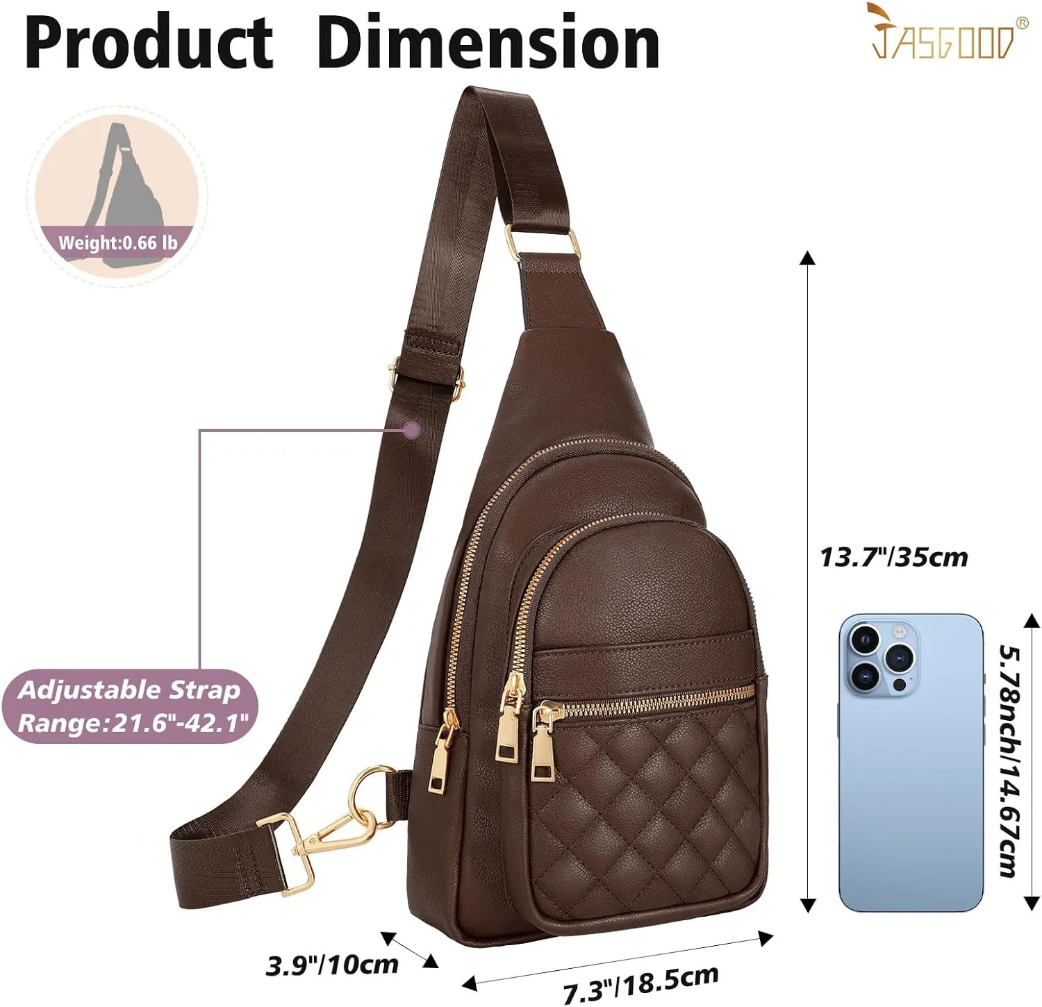 Sling Bag for Women Crossbody Leather Fanny Packs Chest Bag Fashion Sling Backpack Travel JASGOOD