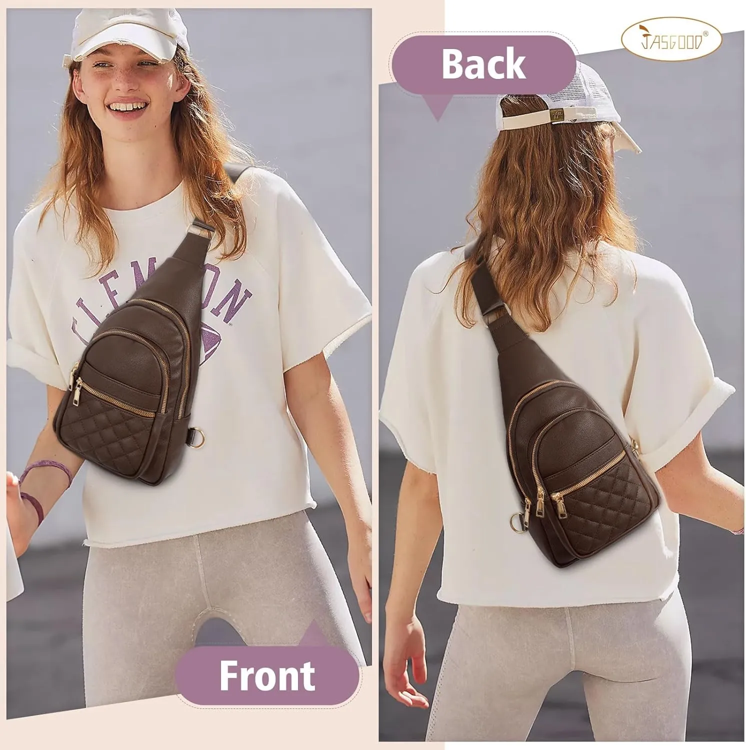 Sling Bag for Women Crossbody Leather Fanny Packs Chest Bag Fashion Sling Backpack Travel JASGOOD