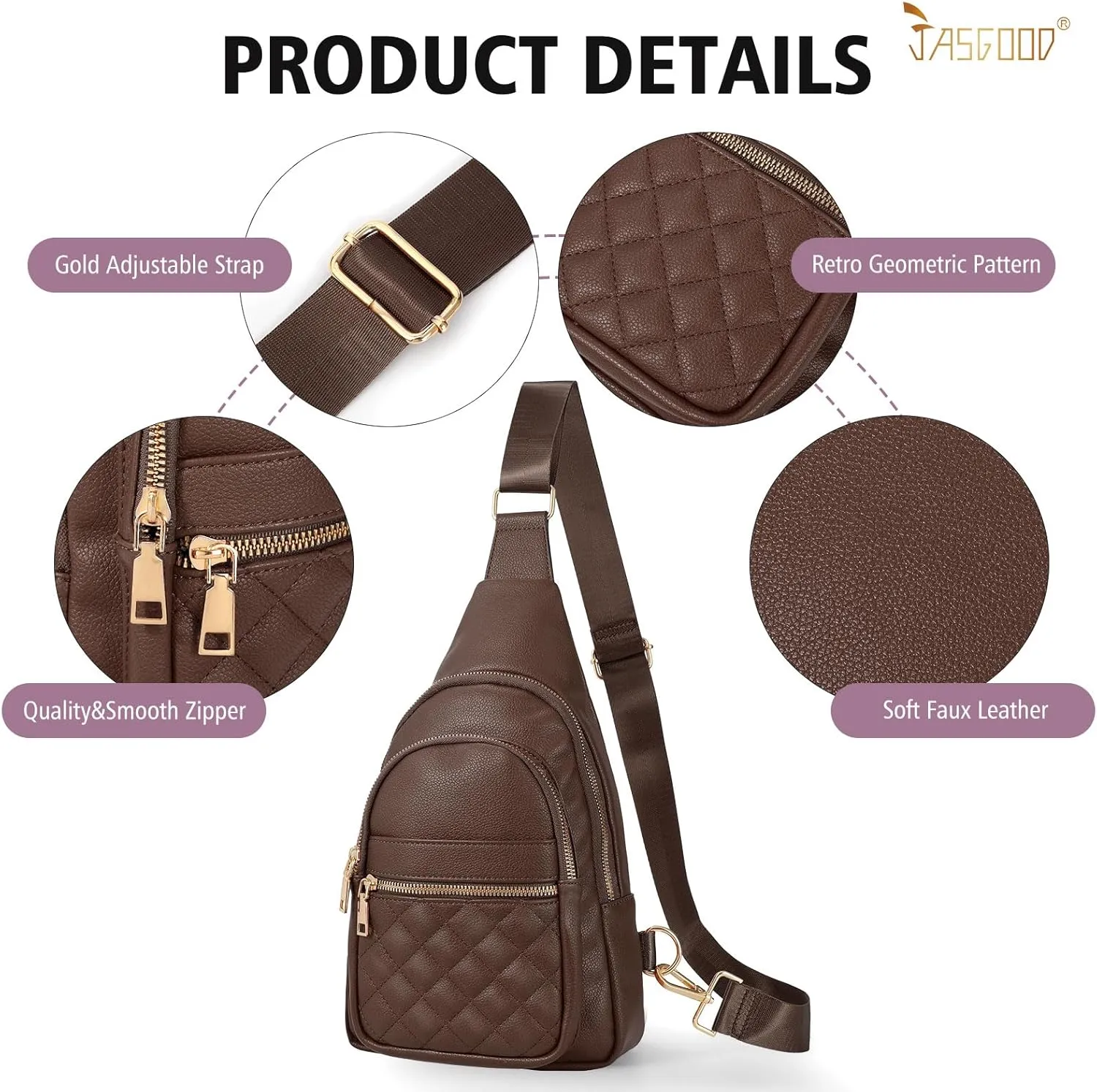 Sling Bag for Women Crossbody Leather Fanny Packs Chest Bag Fashion Sling Backpack Travel JASGOOD