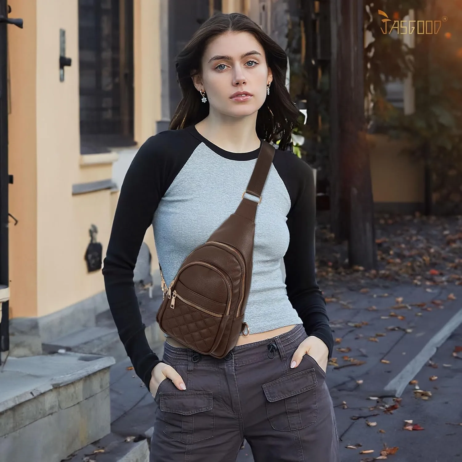 Sling Bag for Women Crossbody Leather Fanny Packs Chest Bag Fashion Sling Backpack Travel JASGOOD