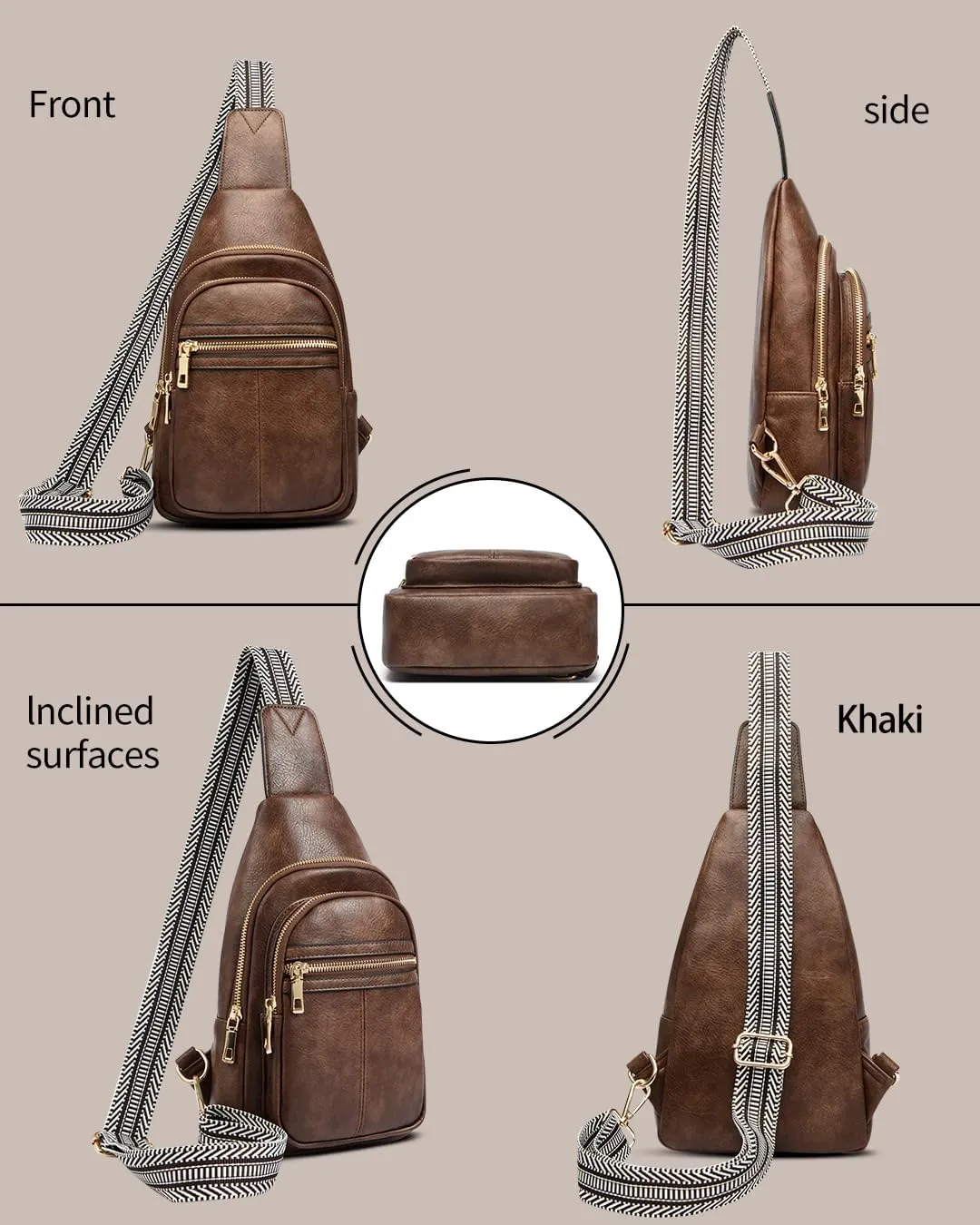 Sling Bag for Women, Fashion Waist Packs, Crossbody Bags Fanny Pack Chest Bag for Travel(Coffee)