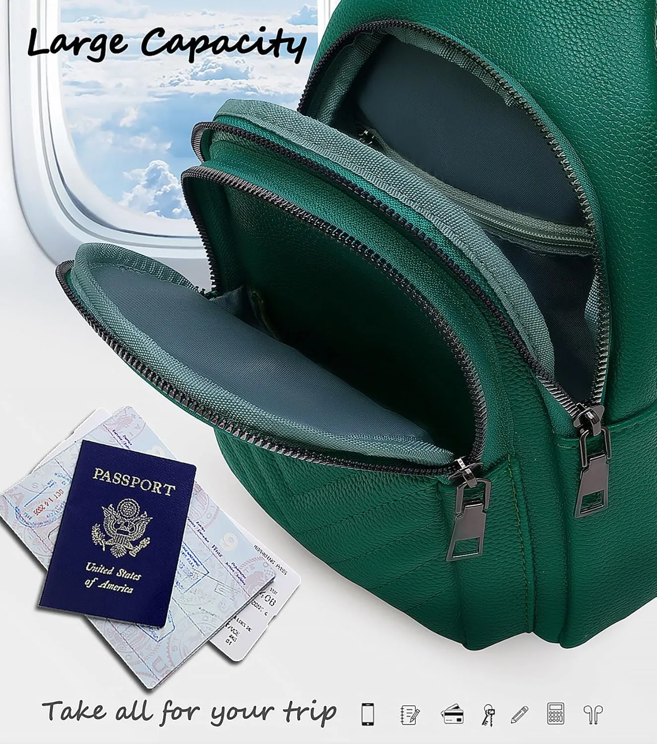 Sling Bag for Women, Leather Crossbody Bag Sling Bag Crossbody Backpack for Travel Sports Running Hiking for Man Woman