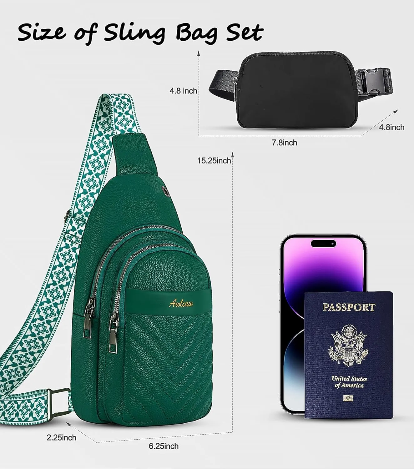 Sling Bag for Women, Leather Crossbody Bag Sling Bag Crossbody Backpack for Travel Sports Running Hiking for Man Woman