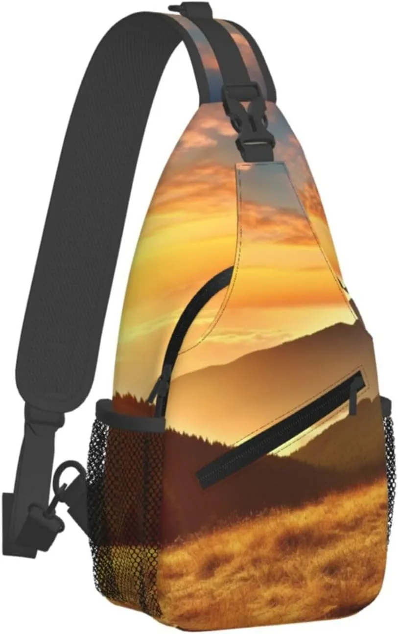 Sling Bag for Women Men Chest Bag Sunrise Crossbody Bag Small Sling Backpack Fanny Packs Hiking Daypack