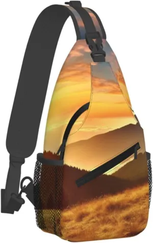 Sling Bag for Women Men Chest Bag Sunrise Crossbody Bag Small Sling Backpack Fanny Packs Hiking Daypack