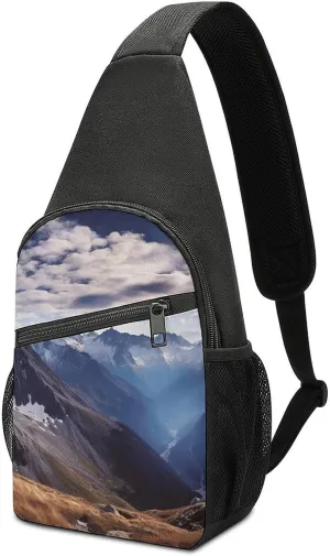Sling Bags Alps Panorama Chest Bag for Men Women Shoulder Bag for Travel Sport Chest Pack