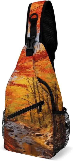 Sling Bags Fall Foliage Chest Bag for Men Women Shoulder Bag for Travel Sport Chest Pack