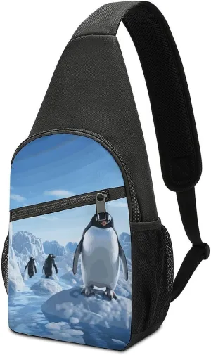 Sling Bags Penguin Antarctica Ice Chest Bag for Men Women Shoulder Bag for Travel Sport Chest Pack