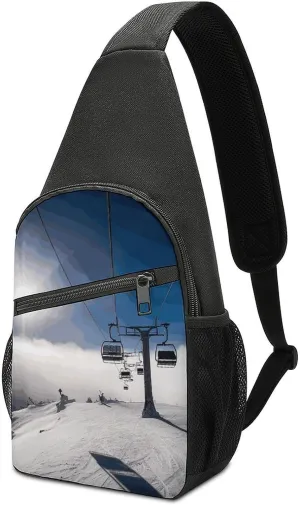Sling Bags Ski Lift at Sunshine Chest Bag for Men Women Shoulder Bag for Travel Sport Chest Pack