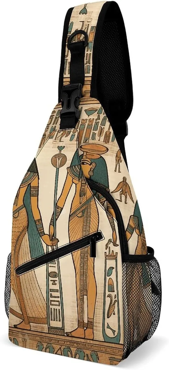 Sling Bags Women in Ancient Egypt Chest Bag for Men Women Shoulder Bag for Travel Sport Chest Pack