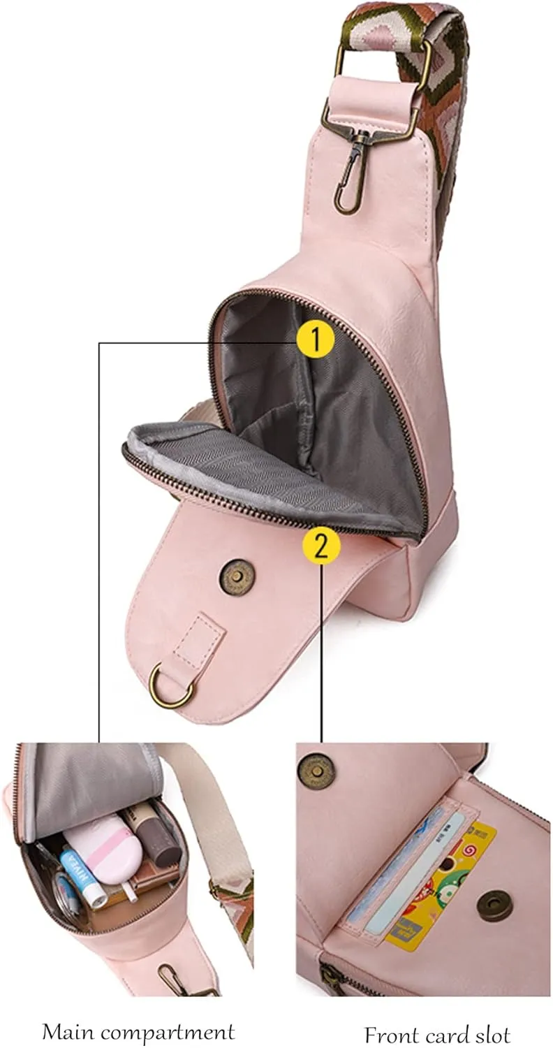 Sling Crossbody Bag for Women Chest Purse Fanny Pack Shoulder Backpack With Guitar Strap