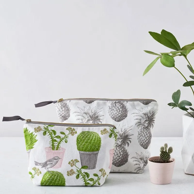 Small Cactus & Bird Cosmetic Bag