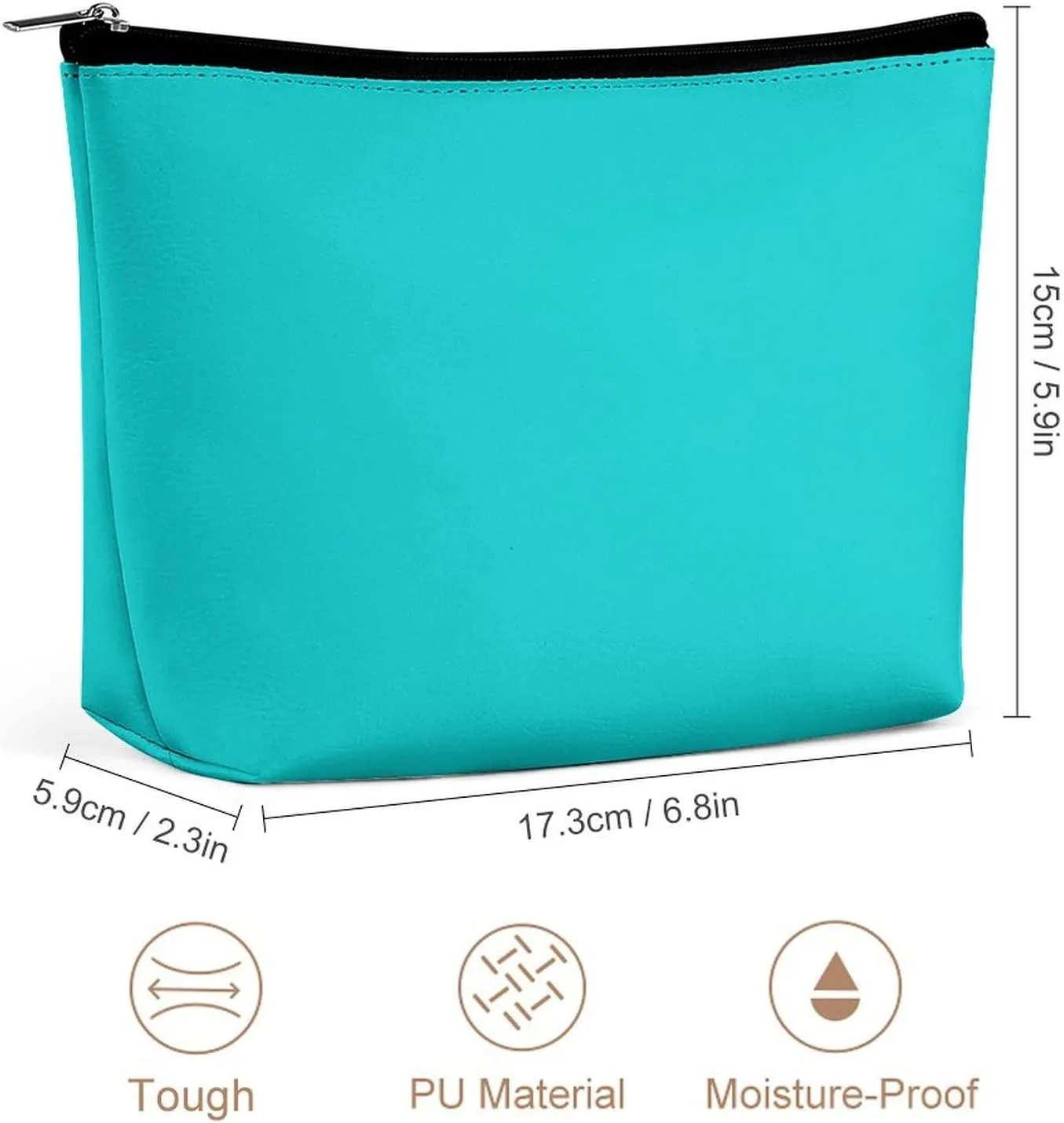 Small Cosmetic Bag, Dark Turquoise Solid Color Makeup Bags Elegant Roomy Pouch for Women,Travel Toiletry Accessories Organizer