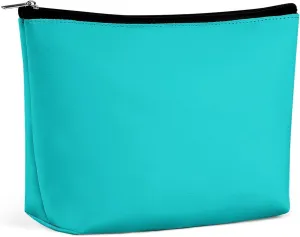 Small Cosmetic Bag, Dark Turquoise Solid Color Makeup Bags Elegant Roomy Pouch for Women,Travel Toiletry Accessories Organizer