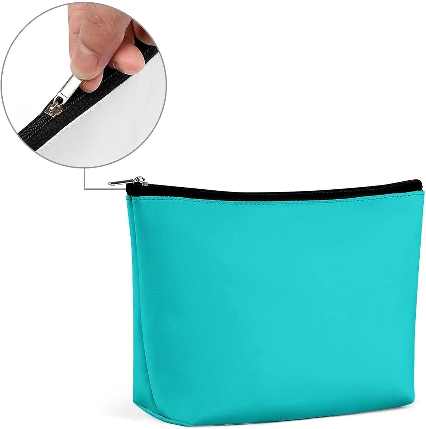 Small Cosmetic Bag, Dark Turquoise Solid Color Makeup Bags Elegant Roomy Pouch for Women,Travel Toiletry Accessories Organizer