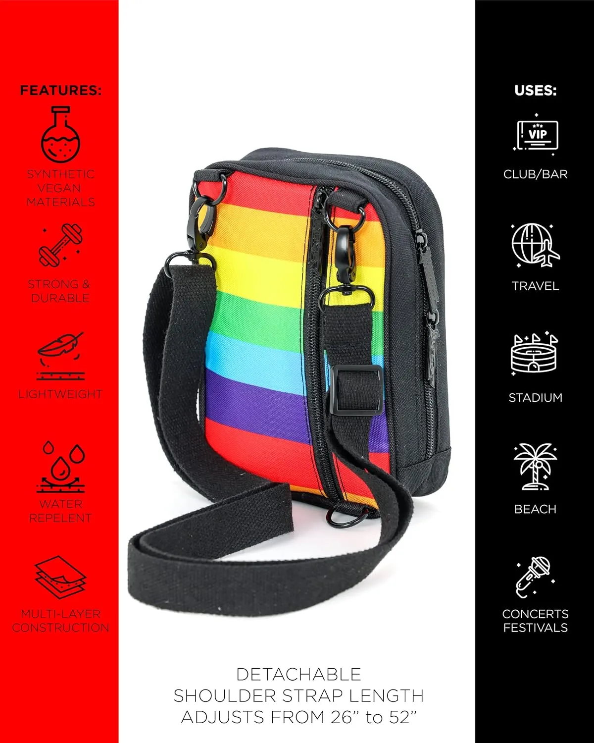 Small Crossbody Bag for Men & Women - Over the Shoulder Bag Sling Checkered Crossbody Bags Festival Concert Bag