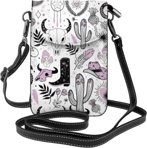 Small Crossbody Bag For Women,Leather Phone Purse Women'S Shoulder Handbags Wallet Purse -Elephant And Flowers