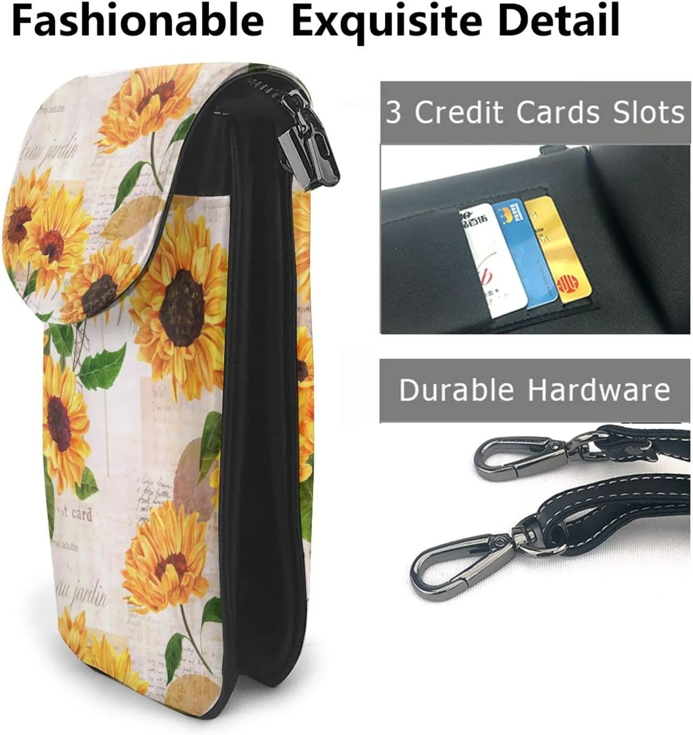 Small Crossbody Bag For Women,Leather Phone Purse Women'S Shoulder Handbags Wallet Purse -Sunflowers And Butterflies