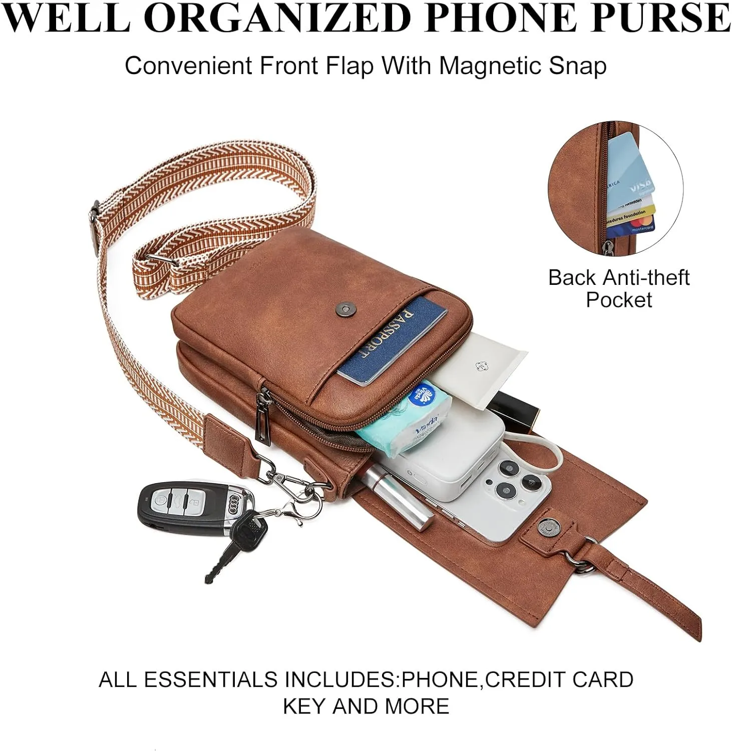 Small Crossbody Bags for women,Soft Leather Cell Phone Purse Lightweight,Little Crossbody Purses Women Trendy with Card slots