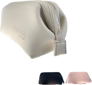Small heat-resistant makeup bag, beauty case. Insulated cosmetic bag helps protect makeup from melting, spoiling and expiring quickly. Heat proof makeup bag for car (Oat (Off White))