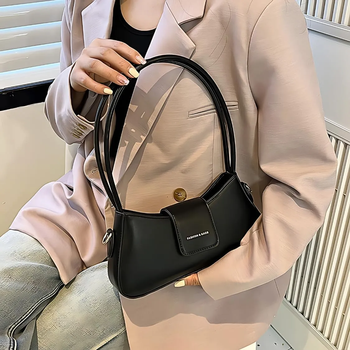 Small Luxury Leather Handbag Women Stylish Lady-Style Horizontal Square Shaped Shoulder Bag Custom Pattern Fashionable Design