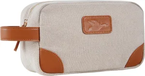 Small Makeup Bag for Women and Men - Cute Cosmetic Bag for Travel, Multipurpose Canvas Make up Pouch for Accessories, Mini Makeup Purse with Zipper and Internal Pockets for Toiletries - Sand