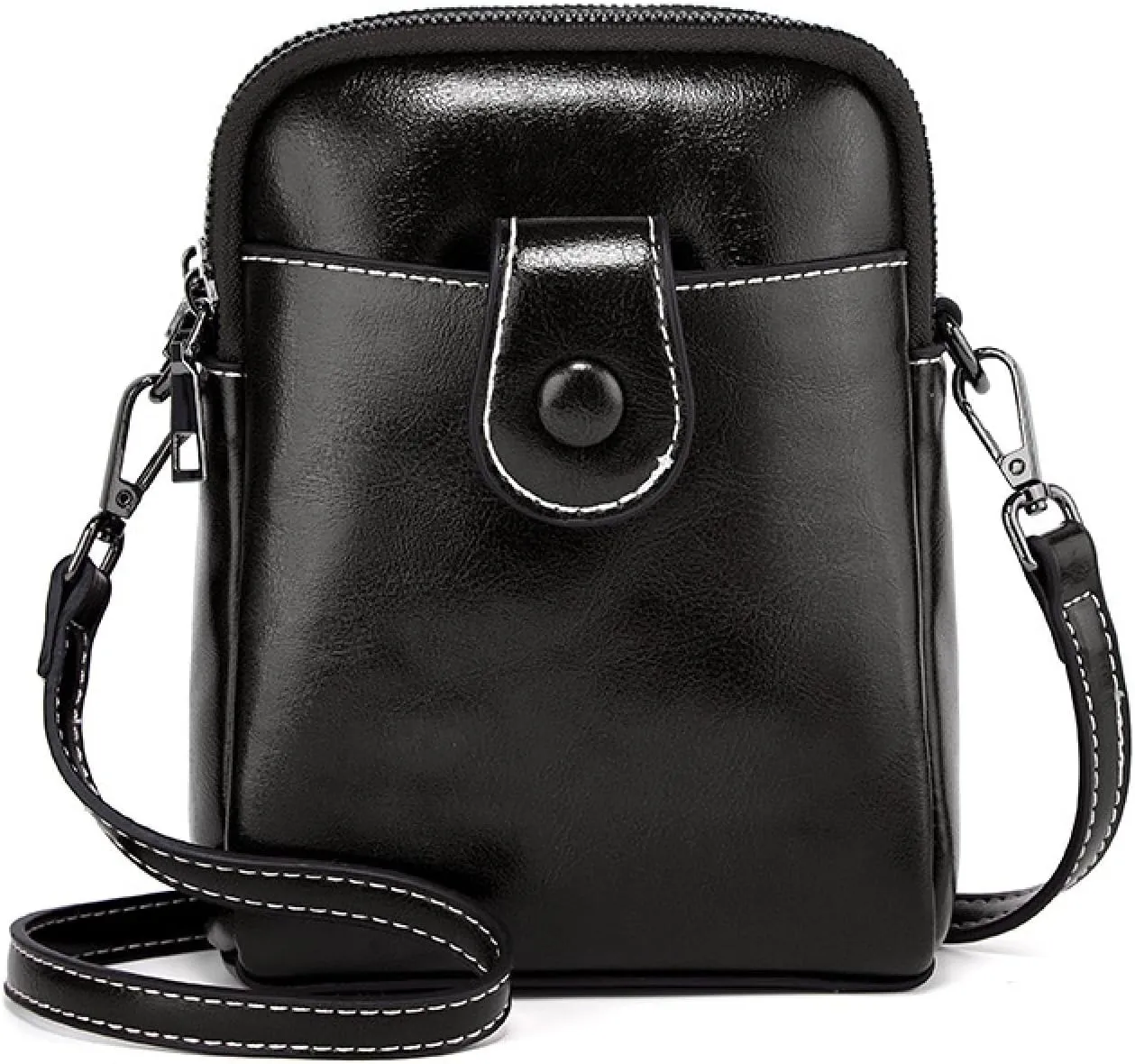 Small Oily Leather Mobile Phone Shoulder Crossbody Women's Bag